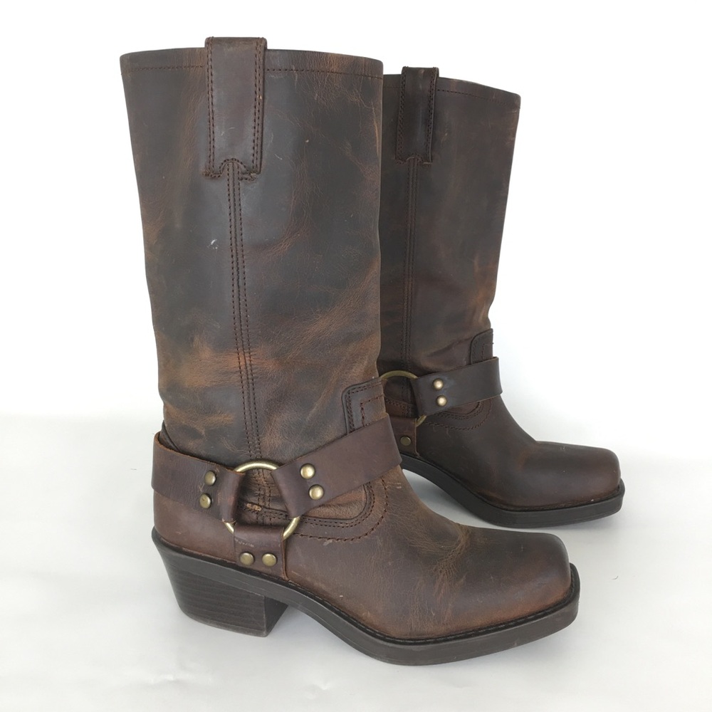 Mossimo Supply Co. Brown Leather Harness Moto Boots Western Women’s Size 5 1/2